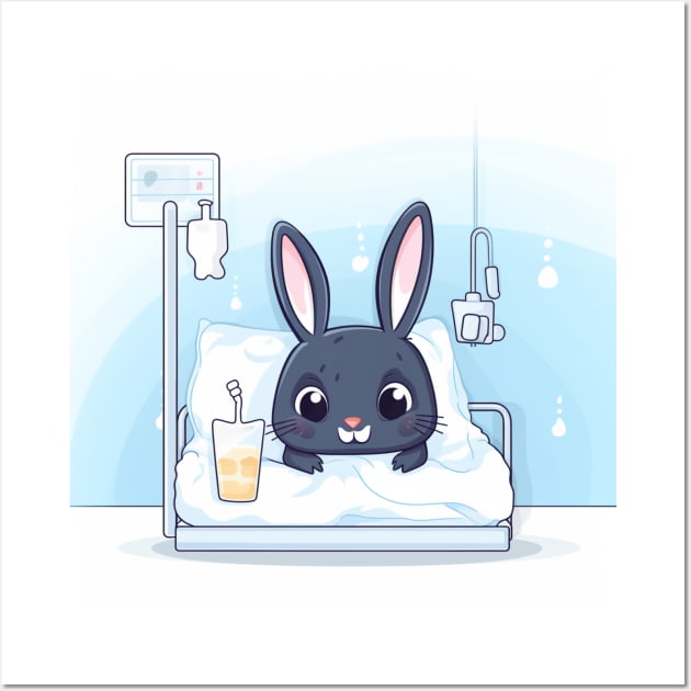 Bunny rescue with IV in the hospital Wall Art by MilkyBerry